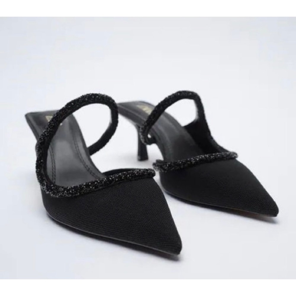 Zara Embellished Pointed Toe Mules!! Sz 9!!